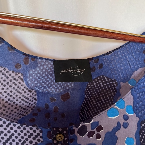 Rachel Comey Blue Print Cotton Tank Blouse / Size XS - Picture 3 of 5